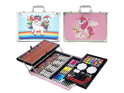 Художній набір для малювання 145 предметів у алюмінієвій валізі